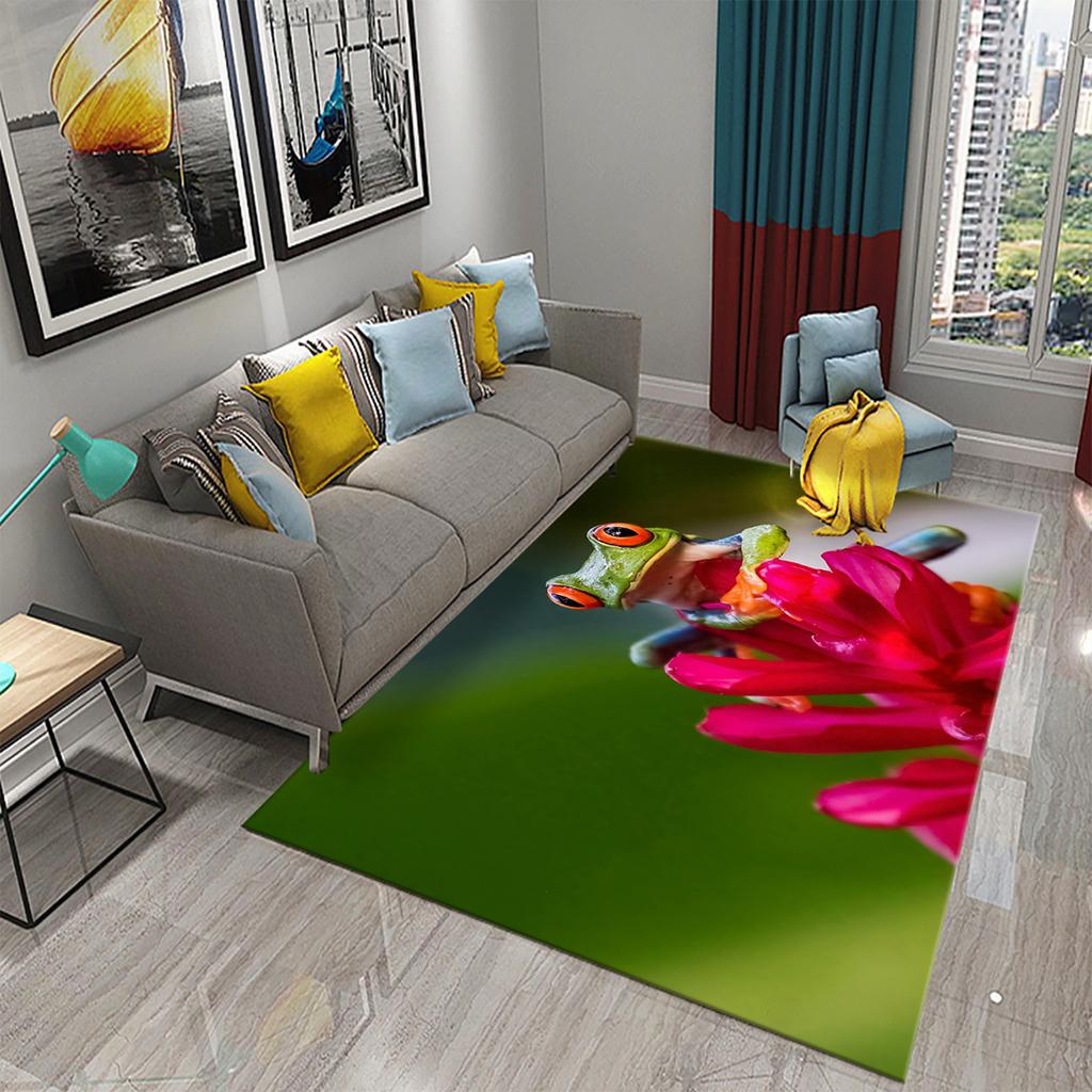 Ковер Лягушка Красочный Милый Ковер с Животным Принтом для Ванной Нескользящий Коврик для Зоны Гостиная Детская Спальня Напольный Коврик Декор для Прихожей
