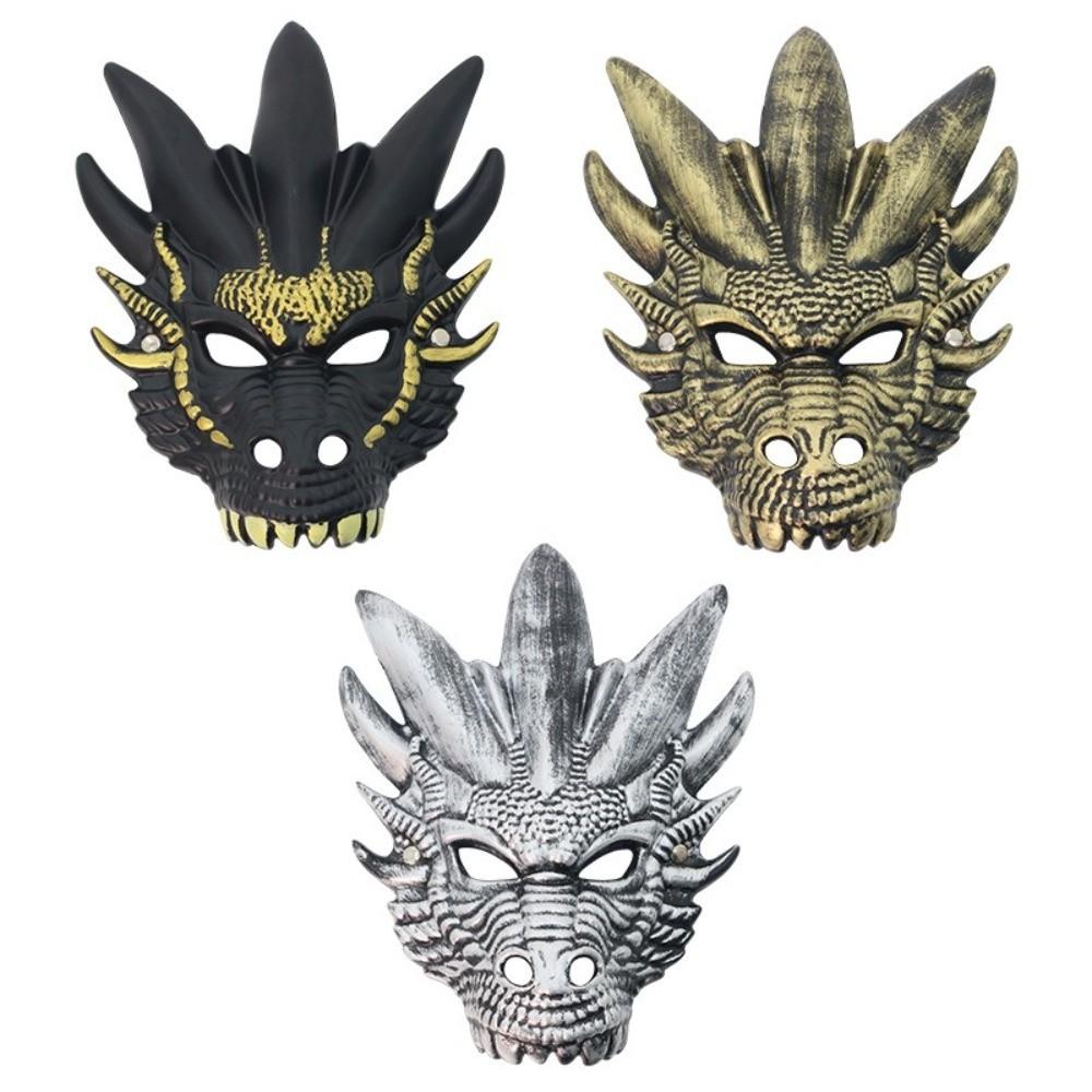 Plastic Dragon Head Mask Full Face Masquerade Mask Punk Halloween Mask  Makeup