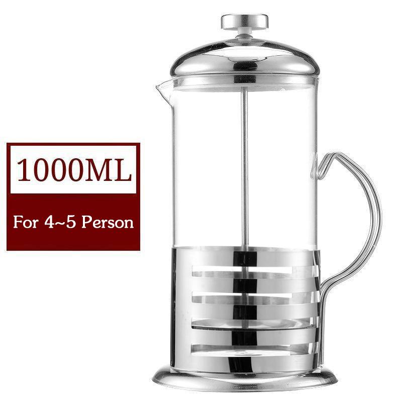 350/600/800/1000 мл Френч-пресс Кофе Чай Молоко Высокотемпературный фильтр из нержавеющей стали Кофемашина для эспрессо