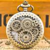 Vintage Bronze Steampunk Hollow Quartz Pocket Watch Necklace Pendant Clock Chain Men Women Gift