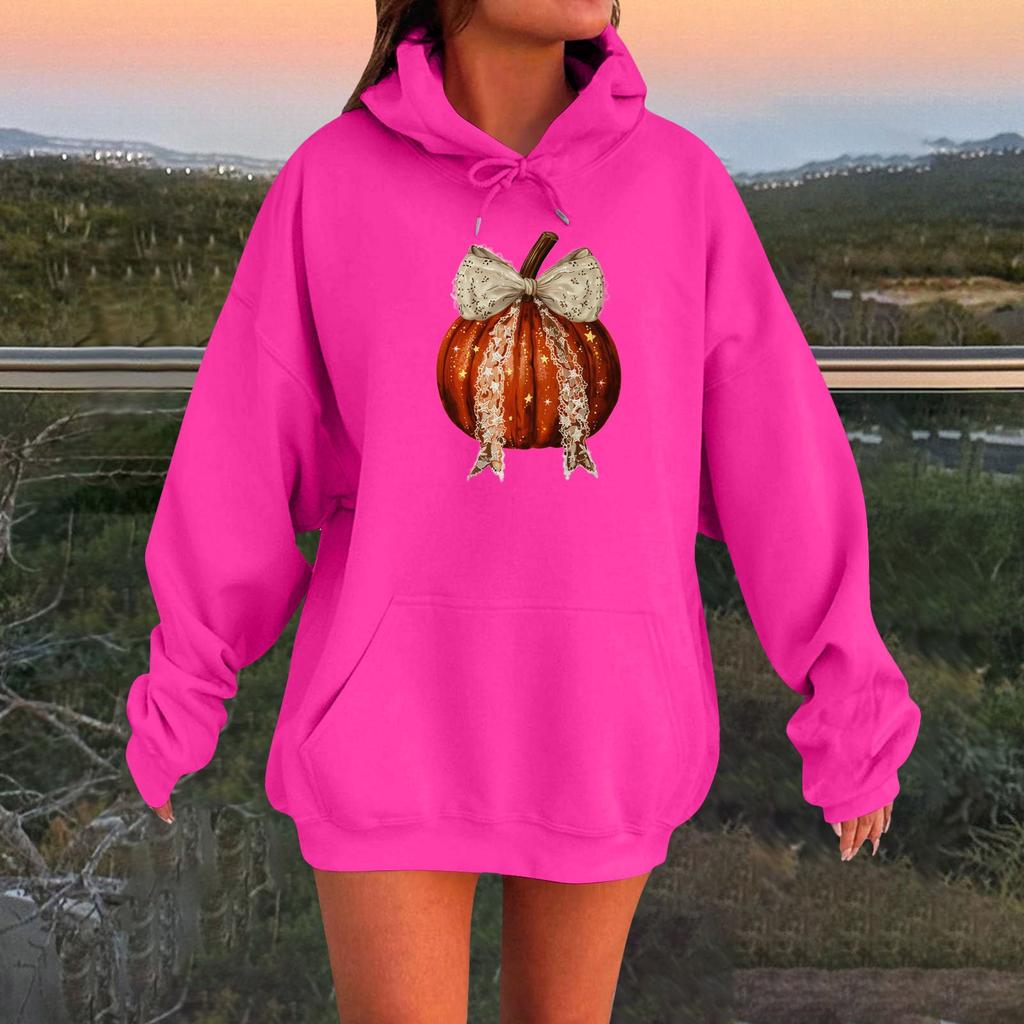 Женский плюшевый свитшот с длинными рукавами оверсайз со спущенными плечами и капюшоном с принтом на Хэллоуин