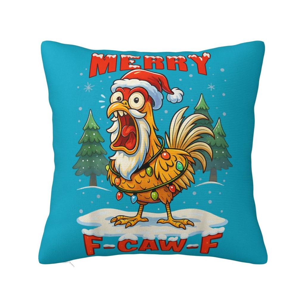 Pillow Case FCAWF Christmas Rooster F Cawf Chicken Polyester Pillow Cover Cute Funny Cushion Cover Graphic Pillowcases Gift