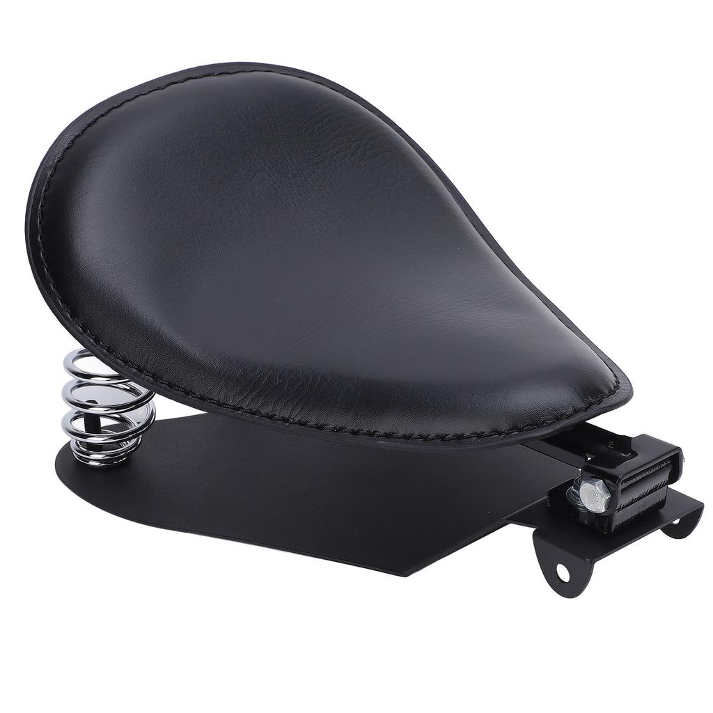 Motorcycle Solo Seat with Spring Bracket Kit Faux Leather Strong Support Universal Fit for Retro Motorcycle Black