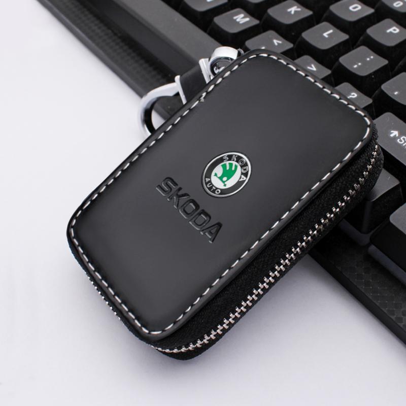OBDI6 For Skoda Models Genuine Leather Car Key Cover - Key Case, Wallet, Keychain Bag - Accessories (Octavia Kodiaq Kamiq Karoq)