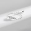 MODIAN Real 925 Silver Free Size Angel Wings Ring For Women Delicate Small CZ Link Chain Adjustable Rings Fine Jewelry