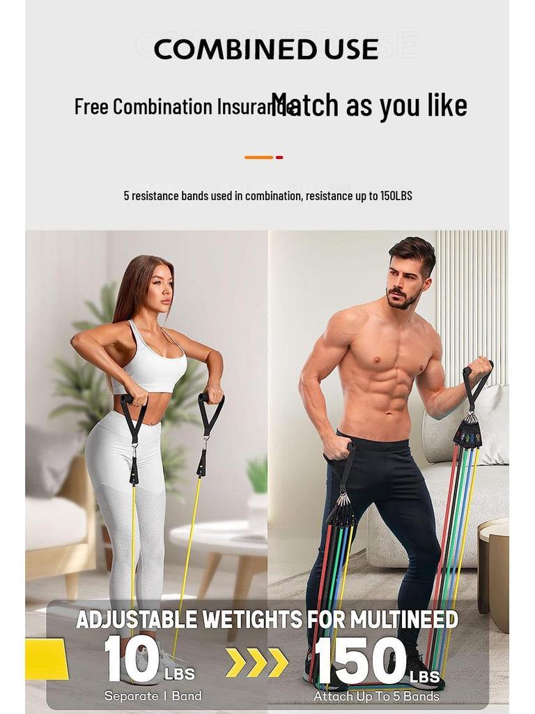 P90X 11-Piece Latex Resistance Bands Set for Fitness Training