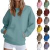 Women's Fashionable And Comfortable Long-Sleeved Solid Color Round Neck Sweatshirt