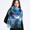 Women Simulated Cashmere Checker Scarf Warm In Winter Long Thick Cashmere Touch Tassel Fashion Color Checker Scarf