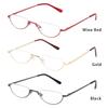 1Pc Half Frame Metal Spring Hinge Reading Glasses Semi-Rim Halves Ultra Light Resin Eyeglasses Vision Care +1.00~+4.0 Diopter