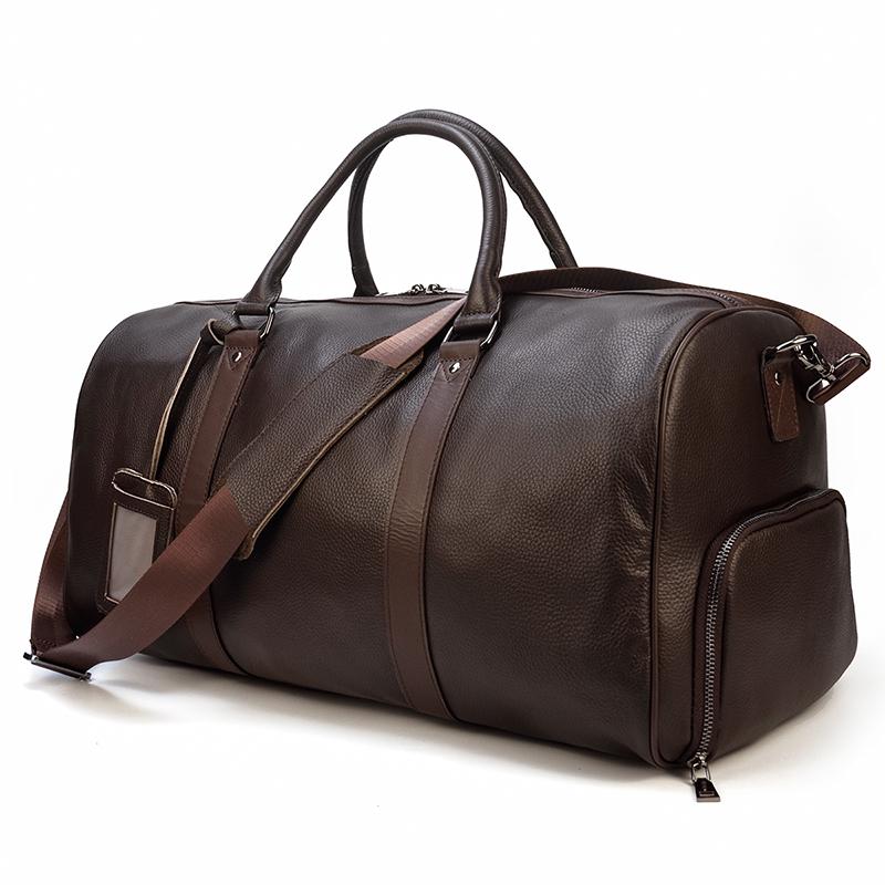 Luxury Genuine Leather Men Women Travel Bag Cow Leather Carry On Luggage Bag Travel Shoulder Bag Male Female Weekend Duffle Bag CLE