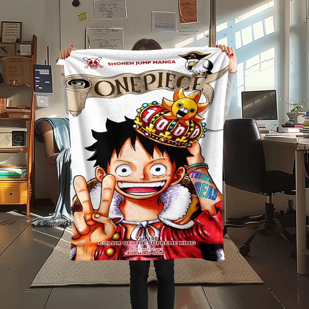 Фланелевое одеяло с принтом персонажей One Piece, Высококачественное, Удобное для всех сезонов, Декор для дома, Тепло и уют, Идеально для рождественских подарков