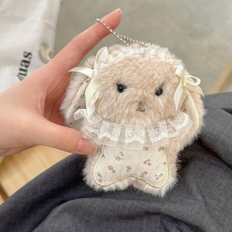 Sleeping Sheep Plush Pendant Cute Fluffy Ruffle Collar Mini Cartoon Stuffed Ornament for Crossbody Bag Decor Gifts for Teens
