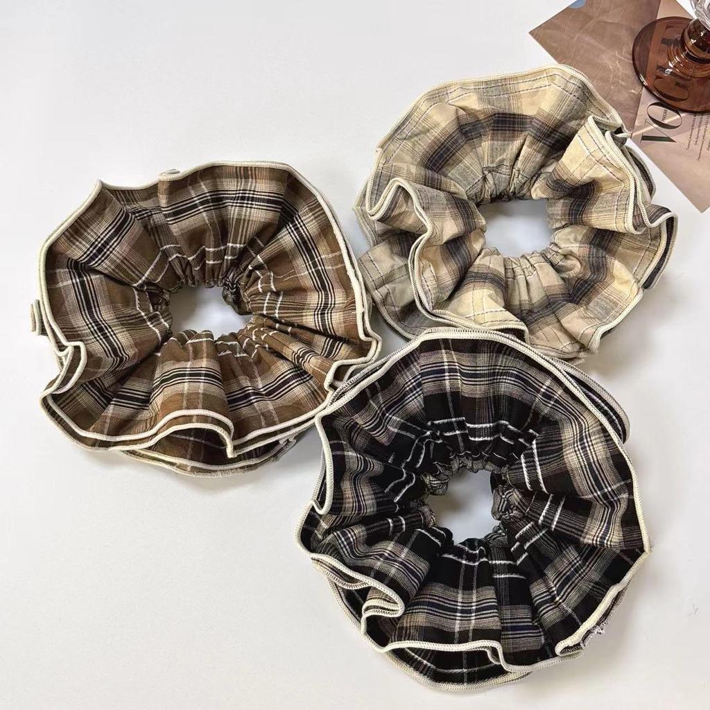 Korean Retro Double-Layer Plaid Hair Ring - Sweet, Versatile Hair Accessory