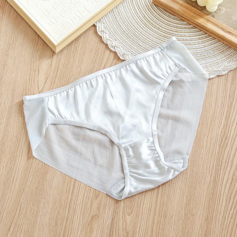1 Pc Low Waist Sexy Lace Triangle Briefs Silky Smooth and High Elasticity Silk Home Underwear Briefs