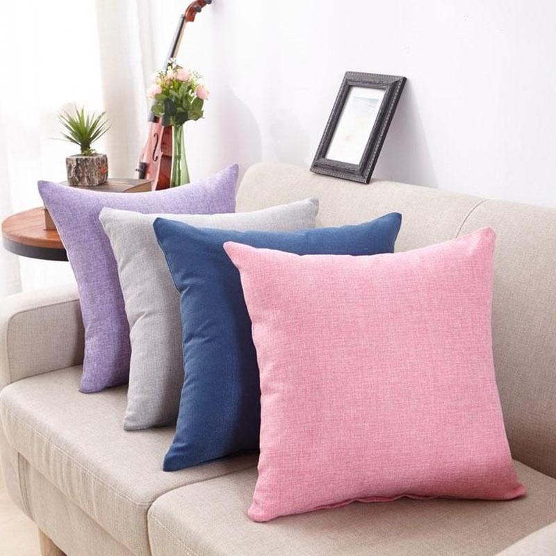 Luxurious Pure Color Cotton Linen Throw Pillow Cover For Home Office Sofa Decor