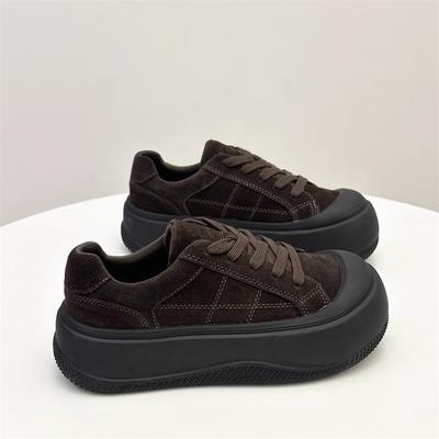 Модная обувь для женщин 2024 Женские вулканизированные туфли на шнуровке Уличные женские кроссовки Круглый носок Платформа Плоская с женской повседневной обувью