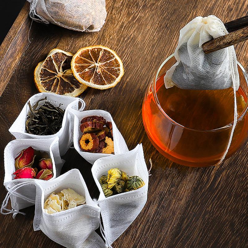 100 шт. одноразовые чайные пакетики, фильтр-пакеты для заварки чая с заживляющим уплотнением, пищевые фильтры из нетканого материала для специй, чайные пакетики
