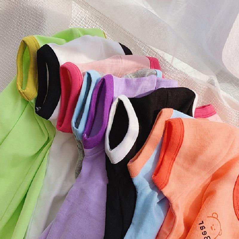 Футболка ярких цветов с мультяшным принтом ярких цветов для мальчиков и девочек, футболка с короткими рукавами и круглым вырезом, детская классная футболка