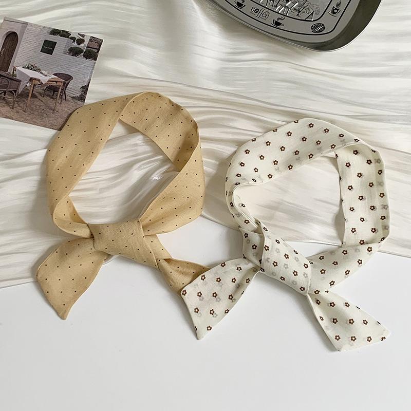 Long Silk Scarf New Fashion High Sense Small Scarf Versatile Long Bag Ribbon Decorative Headband Belt