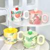 High-Value Cartoon Ceramic Cup With Lid Household Cute Couple Coffee Cup Creative Souvenir