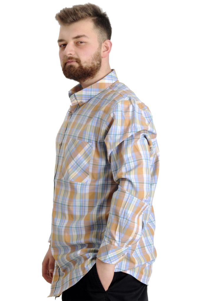 Мужская рубашка больших размеров размера плюс Xl Мужская рубашка больших размеров в клетку с длинным рукавом зеленая