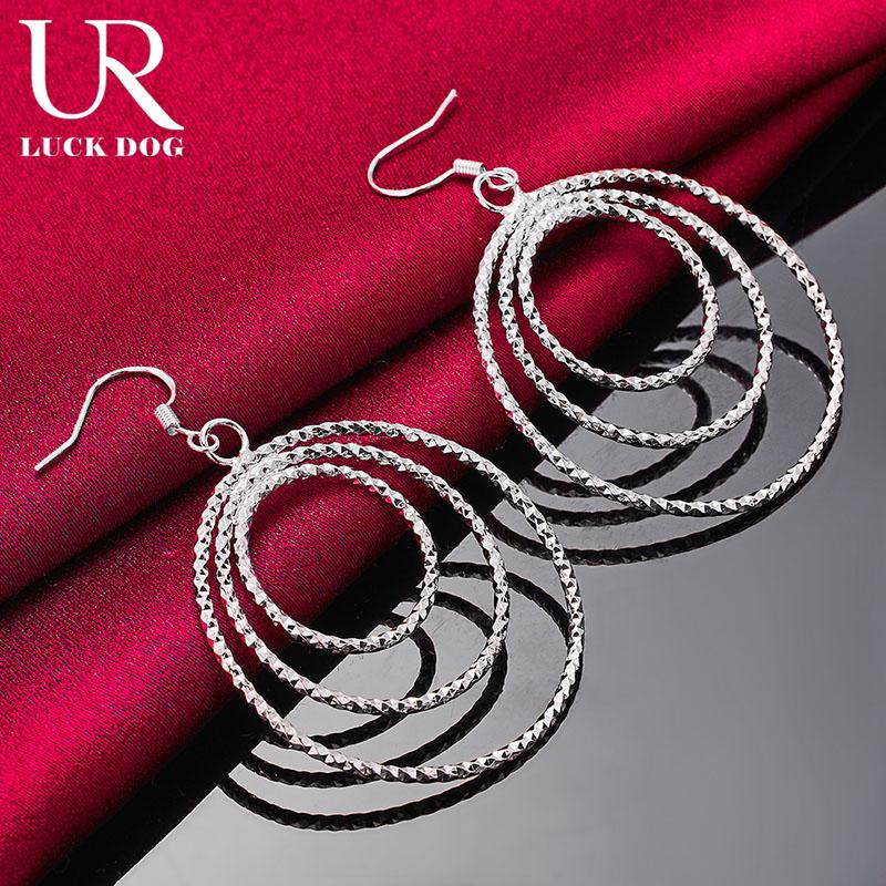 Серьги-подвески из стерлингового серебра 925 пробы с тремя кольцами, модные свадебные украшения