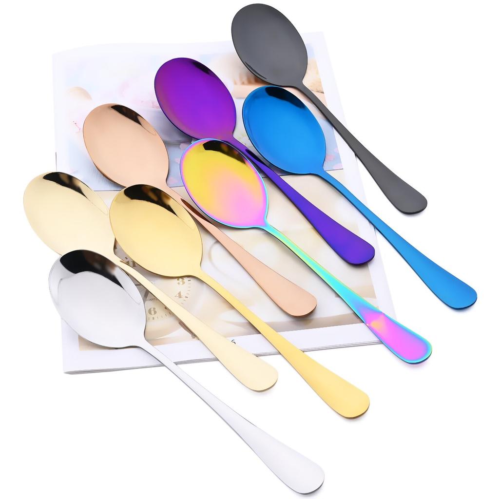 1Pc Mirror Spoon Salad Serving Spoon Set Western Stainless Steel Cutlery Unique Service Spoon Kitchen Table Accessories
