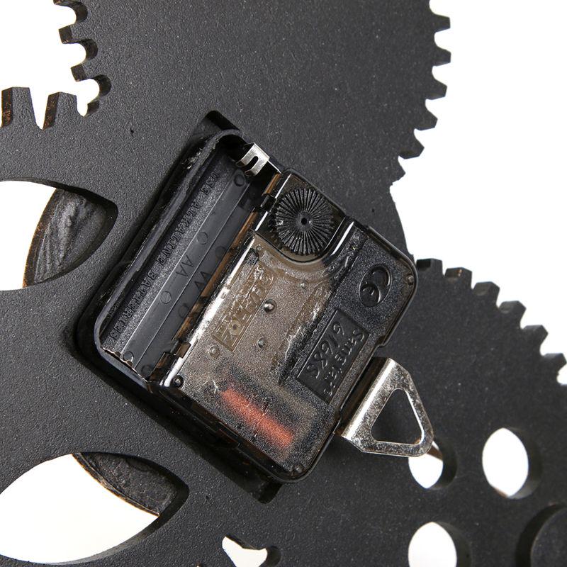 3D Ретро деревенские старинные деревянные бесшумные стимпанк шестерня настенные часы римские цифры