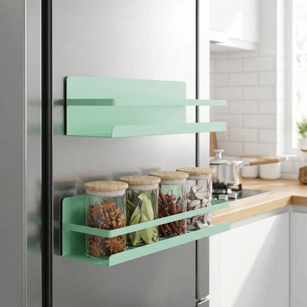 Wall Mounted Refrigerator Magnetic Shelf Punch Free Refrigerator Side Storage Rack Washing Machine