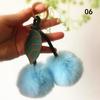 1PC Soft Plush Ball Key Chain Faux Fur Cherry Car PomPom Pendant Keyring