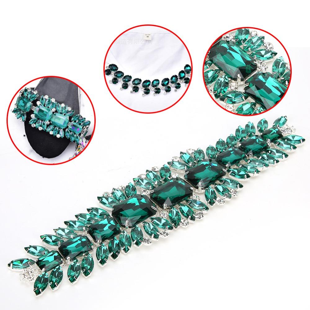 2pcs Close Chain Rhinestone Chain Trim Sparkly Applique Sparkly Rhinestone Applique Clothing DIY