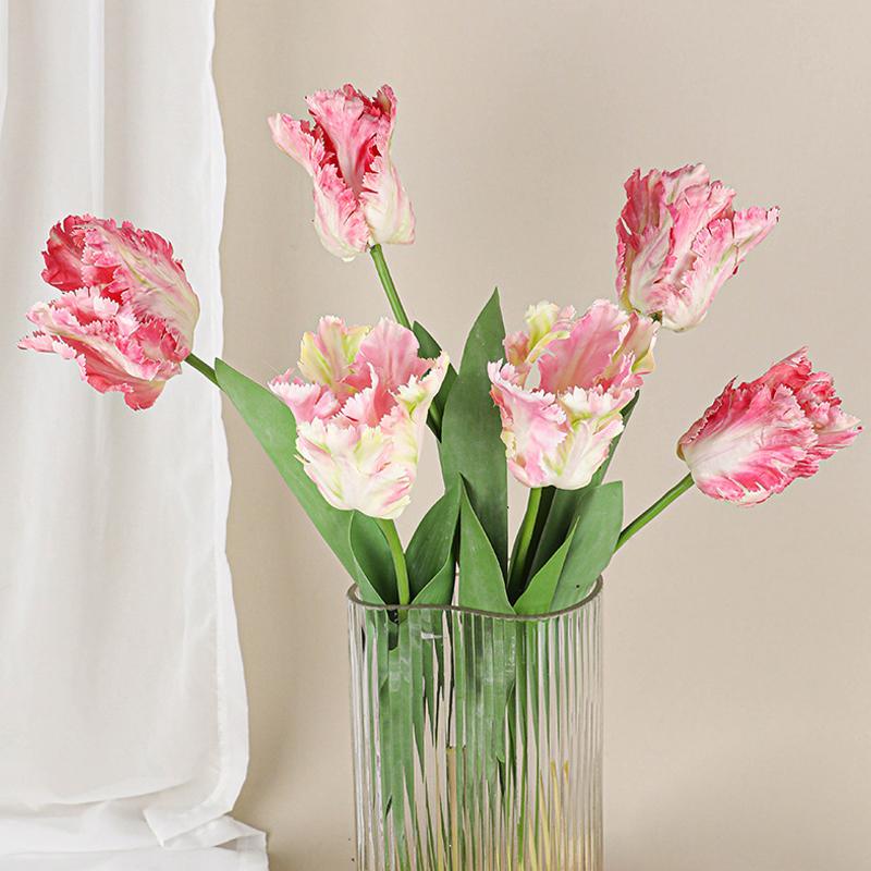 1 шт. Износостойкий 68 см Изысканное исполнение Длинный стебель 3D Тюльпан-попугай Искусственный цветок для дома