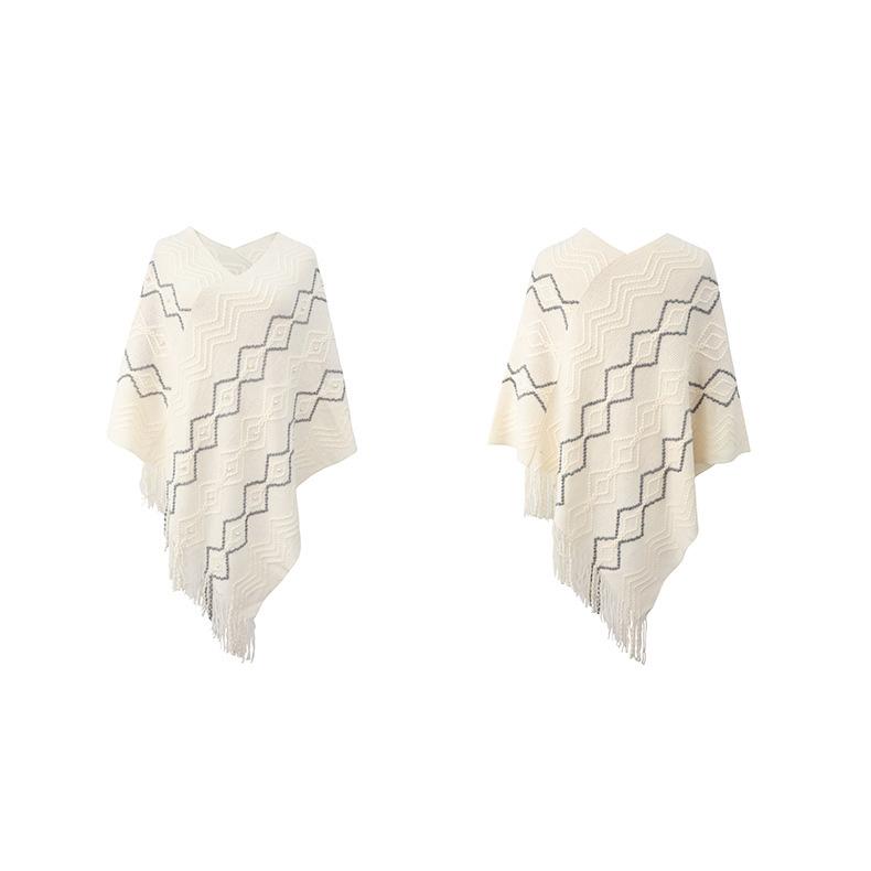 Осень и зима Женский принт Свободный рукав летучая мышь Перекрестная граница Плащ Кардиган Трикотаж Свитер с V-образным вырезом