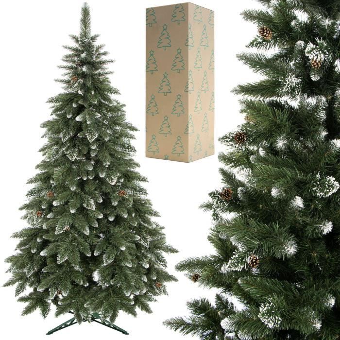 Sapin De Noël Artificiel - SPRINGOS - 180 Cm - Neige Artificielle - Vrais Cônes - PVC