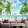 Большой Пляжный 3d Мурал Пейзаж с Кокосовой Пальмой Обои Гостиная Спальня Мурал с Пальмой Домашний Декор