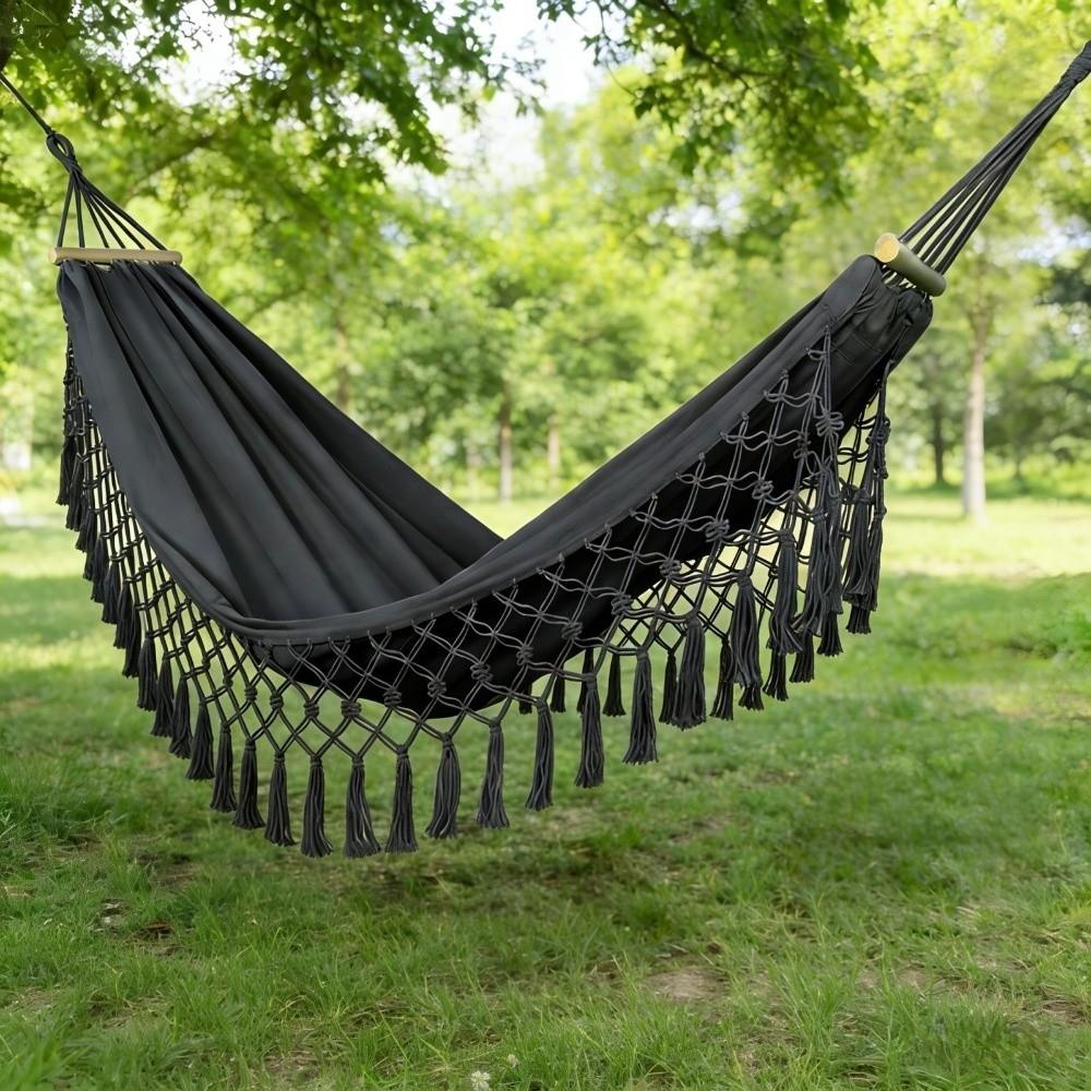 Tassel Camping Hammock Bohemian Style Garden Swing Hammock Durable Double Hammock Balcony