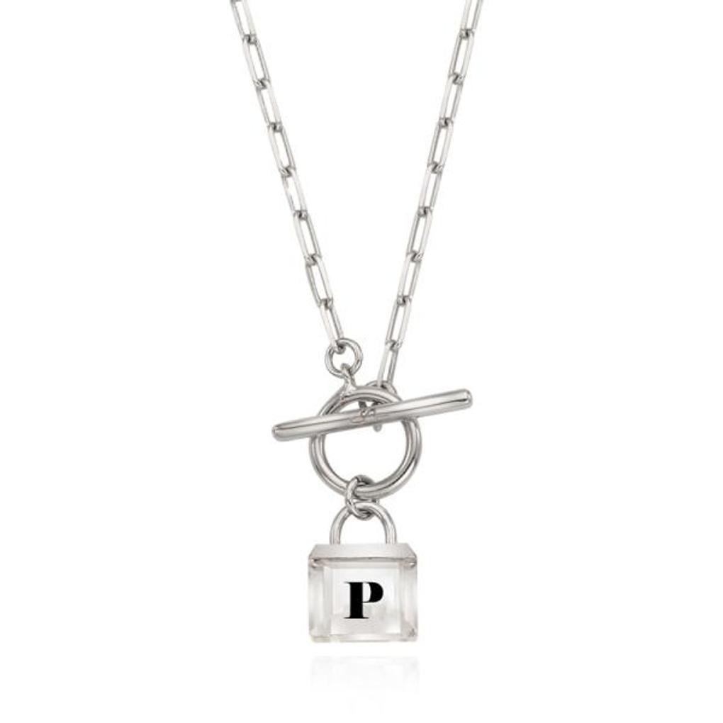 Transparent Alphabet Lock Toggle Bar Necklace (P) OTN2229P7QWW