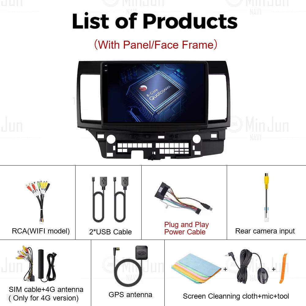 Android 14 Carplay Auto Автомагнитола Мультимедийный плеер Для Mitsubishi Lancer 2007-2013 Экран Qualcomm Авторадио Стерео Головное устройство