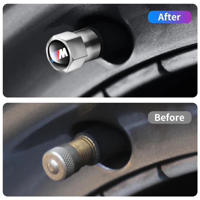 For BMW 5G314Pcs 3D Metal Tire Valve Cap Car Tyre Air Stem Cover For BMW M M3 M5 M6 X3 E46 E90 F30 G20 E36 E34 X6 G20 G30 Accessories