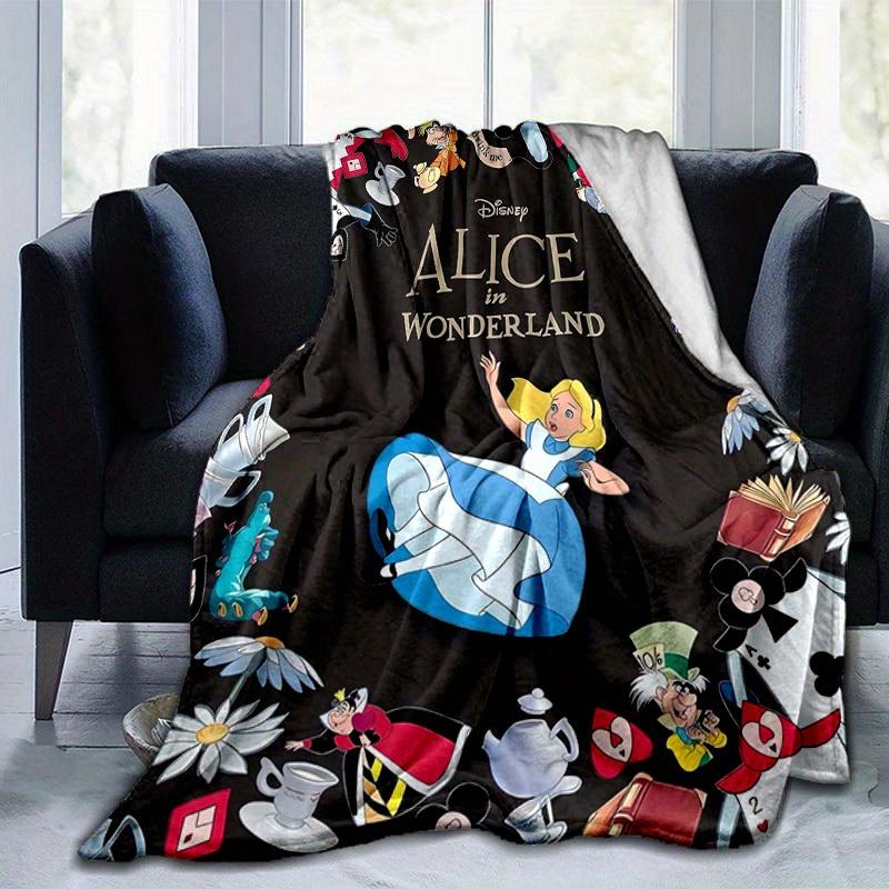 1 шт., Плед с изображением Алисы в Стране чудес от Disney, Фланелевый плед, для гостиной, спальни или приключений на свежем воздухе. Идеально подходит в качестве пледа для дивана