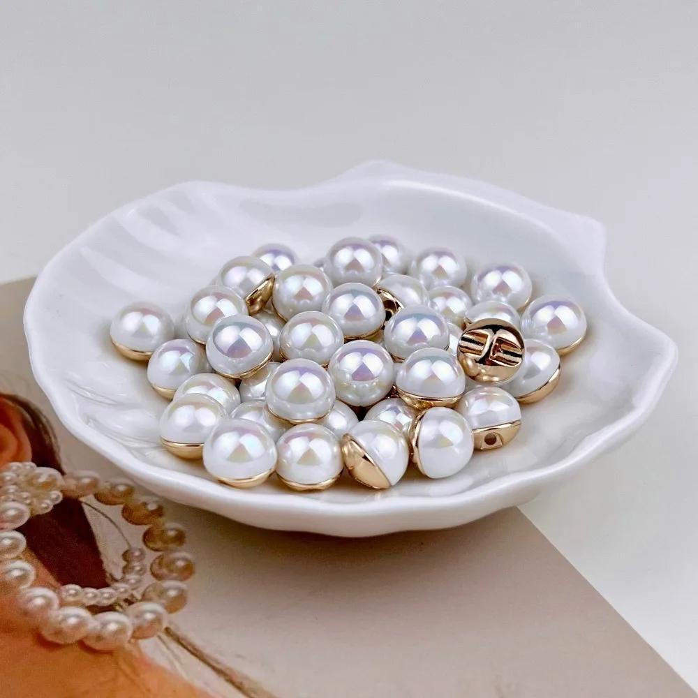 10pcs Pearl Luster Beautiful Buttons 10mm Small Decorative Shank Buttons Woman's Blouse Skirt Sewing Accessories
