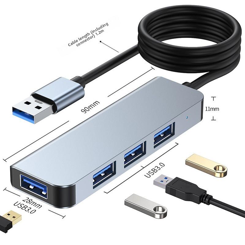 Адаптер-хаб Type C на USB 3.0 для ноутбука MacBook, расширение на 4 порта, высокоскоростная передача данных, разветвитель