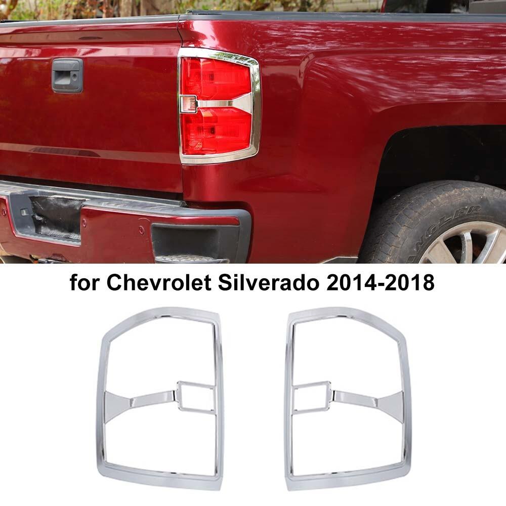 2PCS Chrome Tail Light Lamp Cover Taillight Decor For Chevy Silverado 1500 2014+