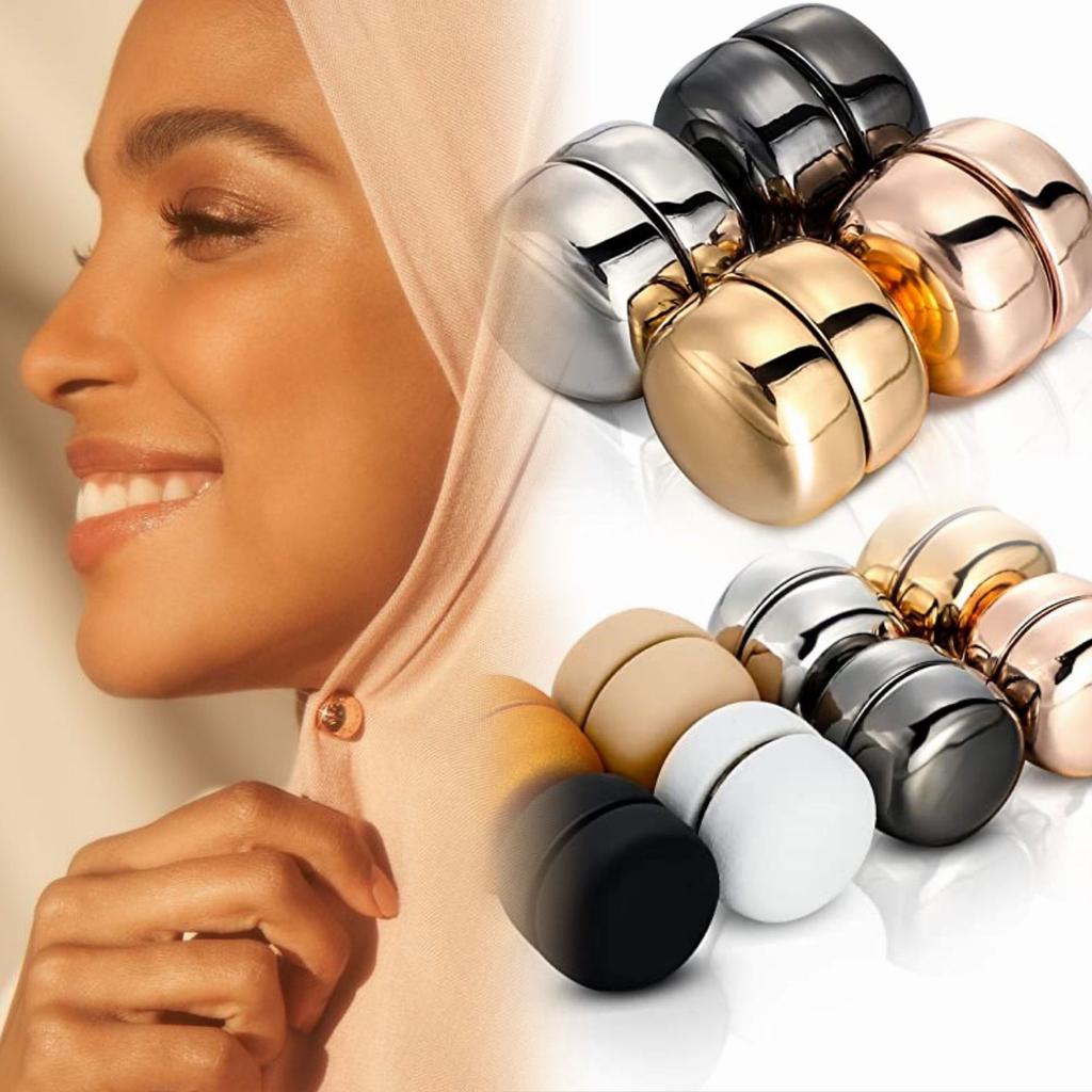 4 Packs Hijab Magnetic Pins Buttons Scarf Round Magnets No Snag Magnets Hijab for Women