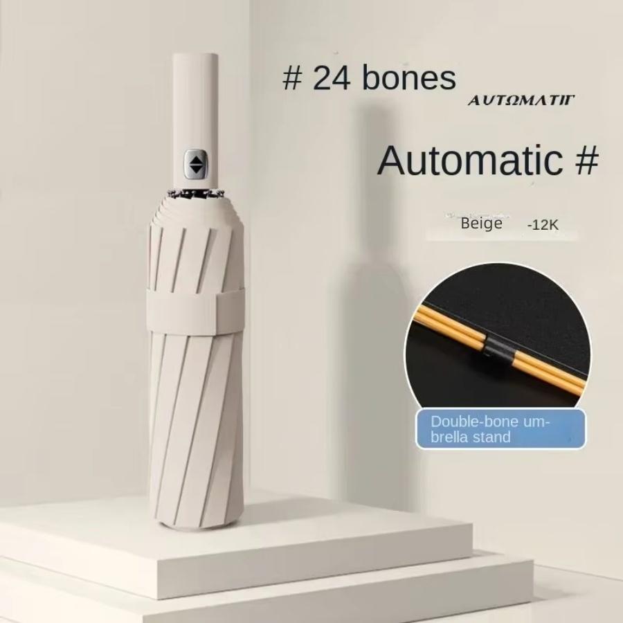 Ветрозащитный Большой Зонт Мужской, 106см Большой Однотонный Автоматический Зонт Прочный, 24 Спицы, Солнце-Дождь Складной Зонт Простой Стиль