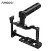 Camera Cage + Top Handle Kit Aluminum Alloy with Dual Cold Shoe Mount 1/4 Inch Screw