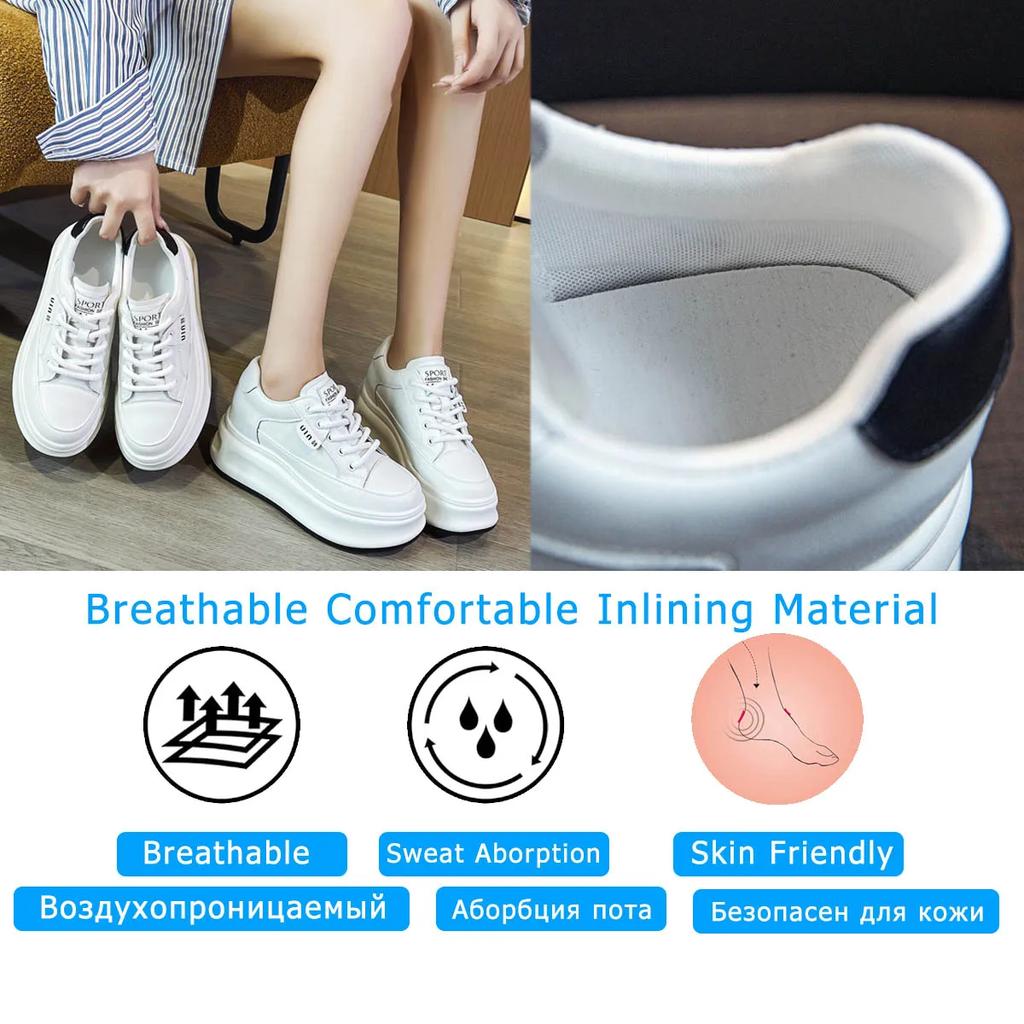 Fujin 8 см из натуральной коровьей кожи, удобные дышащие кроссовки для скейтборда на платформе, вулканизированные кроссовки с массивным скрытым каблуком