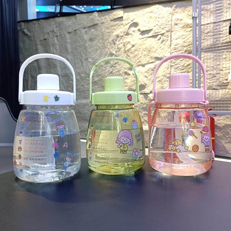 Двойной напиток 1100 мл Big Belly Cup портативная ручка ремень пластиковая трубочка чашка Big Belly Water Cup