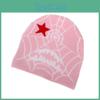 Gothic Style Knit Cap Featuring Spider Web Design For Casual Wear