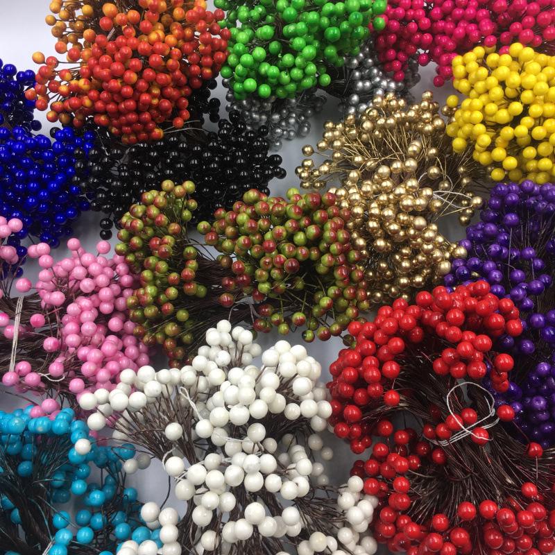 8mm Double-Headed Berry Branches for Christmas Wreaths & Wedding Candy Box Decor